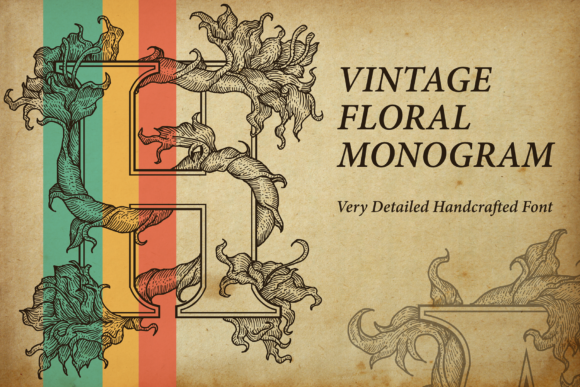 Vintage Floral Monogram Font for Beautiful Craft Projects